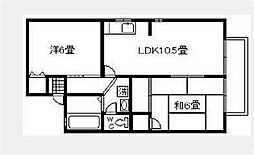 セジュール黎明A棟 2LDKの間取図画像