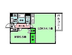 サンライズ自由ヶ丘・07 1LDKの間取図画像