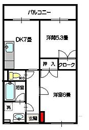 シオン 2DKの間取図画像