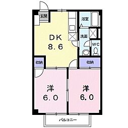 フォレット千代 2DKの間取図画像