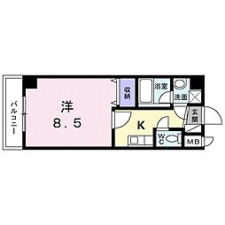 リヴィエール小松原 1Kの間取図画像