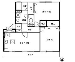 セジュールエレガンス 2DKの間取図画像