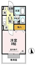 モナリエプライズB棟 1Kの間取図画像