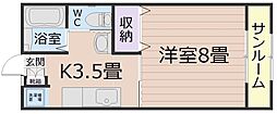 住吉ハイツ 1Kの間取図画像