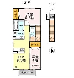 サニーハイツ 2DKの間取図画像