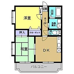 コンフォート愛 2DKの間取図画像