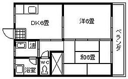 コーポ星ヶ峯 2DKの間取図画像