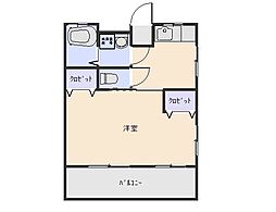 ニューウィング 1Kの間取図画像