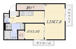 Thestarsmansionヒガシタニヤマ 1LDKの間取図画像