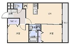 オーラルバレー坂之上 2LDKの間取図画像