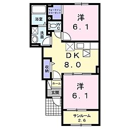 ライス・フィールド2 2DKの間取図画像