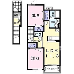 サイドアヴェニュー 2LDKの間取図画像