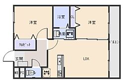 オーラルバレー坂之上 2LDKの間取図画像