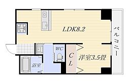 ウイング武 7階1LDKの間取り