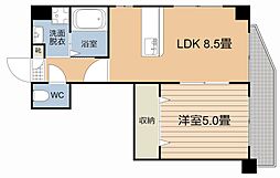 パームツウィン 3階1LDKの間取り