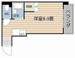 サンハウス 4階ワンルームの間取り