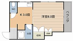 ＫＢＣビル 4階1Kの間取り