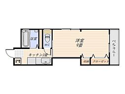 宮田ビル（下竜尾） 4階1Kの間取り