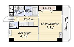 ヨーロピア荒田 6階2Kの間取り