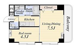 ヨーロピア荒田 10階2Kの間取り