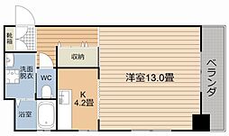 ヴィヴレ騎射場 4階1Kの間取り