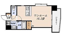 コスモガーデン鴨池 7階ワンルームの間取り