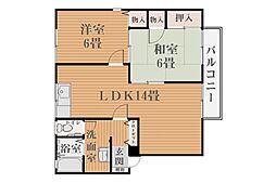 セジュール御舟手 2LDKの間取図画像