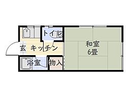 錦江ハイツ 1Kの間取図画像