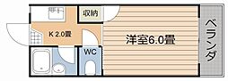 マリンハイツ 1Kの間取図画像
