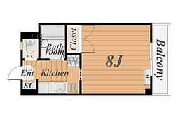 パステルイン南郡元 1Kの間取図画像