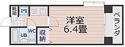 朝日プラザ上之園 1Kの間取図画像