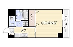 ヨーロピア甲東 1Kの間取図画像