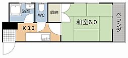 キャッスル竹井 1Kの間取図画像