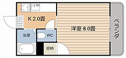 Mハウス唐湊 1Kの間取図画像