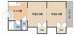 コーポ青島 2Kの間取図画像