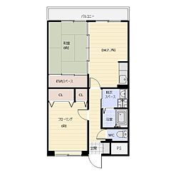 キャッスル新照院 3階2DKの間取り