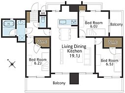 ネオ甲子園 3LDKの間取図画像