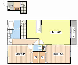 ボナールゲートI 2階2LDKの間取り