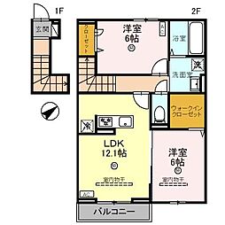 Le Lien 2階2LDKの間取り