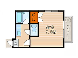レイクパレスNasuII 2階1Kの間取り