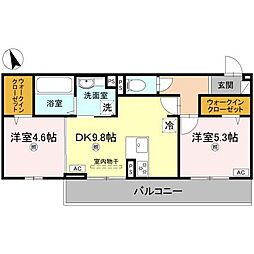 エレガンス ビュー 2DKの間取図画像