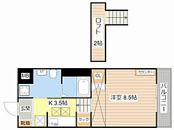 エアフォルク21 2階1Kの間取り