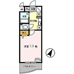 アースマーシーマンション 3階1Kの間取り