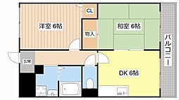 メゾン東陽 3階2DKの間取り