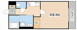 クレアール 2階1Kの間取り