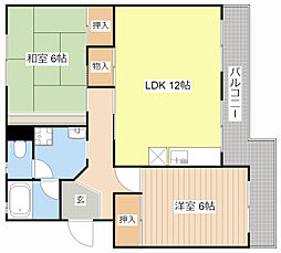 第2辻ハイツ 4階2LDKの間取り