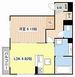 GL Plus HIGASHIYAGURA 1階1LDKの間取り