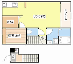 RUSH1 2階1LDKの間取り