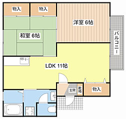 ファミール林 2階2LDKの間取り