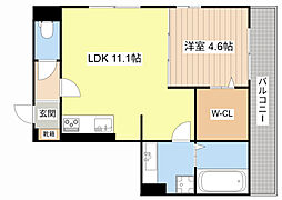 アイル東近江 3階1LDKの間取り